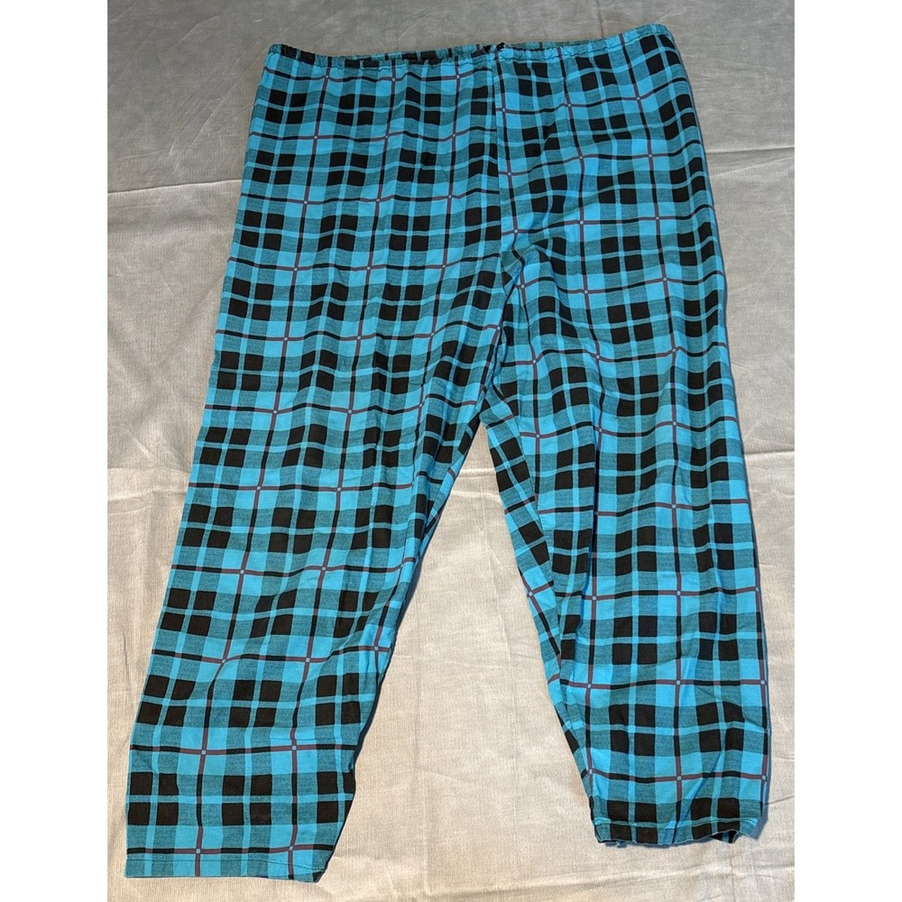 Vintage Tee Dee's Blue Plaid Pajama Pants Surfing Skeleton Novelty Patch Mens XL